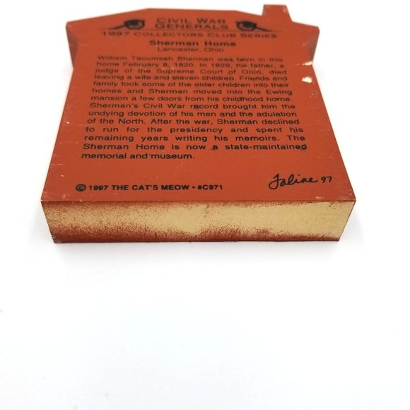 Cat's Meow Village Sherman Home Wood Shelf Sitter Civil War Generals Collectors - Picture 3 of 8